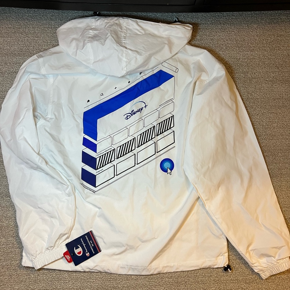 Disney x Champion white windbreaker pullover jacket
